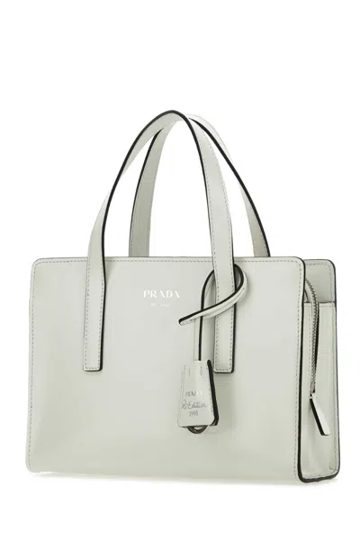 Prada Re-edition 1995 Brushed-leather Mini Handbag In White