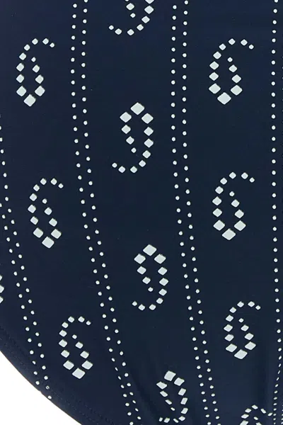 Tory Burch Printed Stretch Nylon Bikini Bottom In Blue