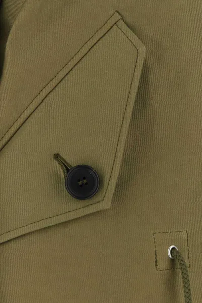 Prada Nylon Parka With Wool Lining Coat In Green
