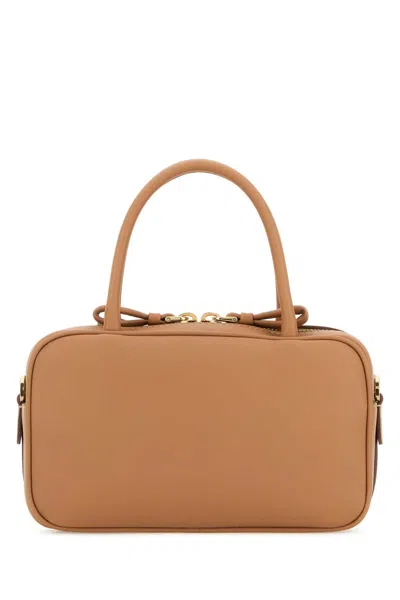 Prada Leather Top Handle Bag In Tan