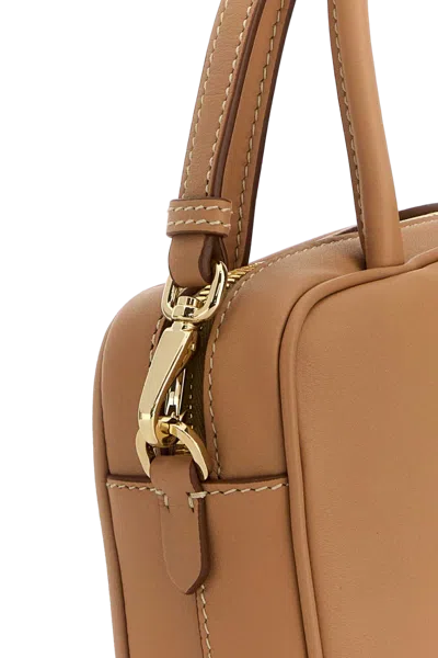 Prada Leather Top Handle Bag In Tan