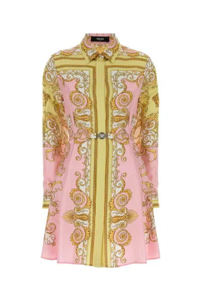 Versace Dress Silk Twill Print Spring Barocco Foulard Pn 1 In Pink