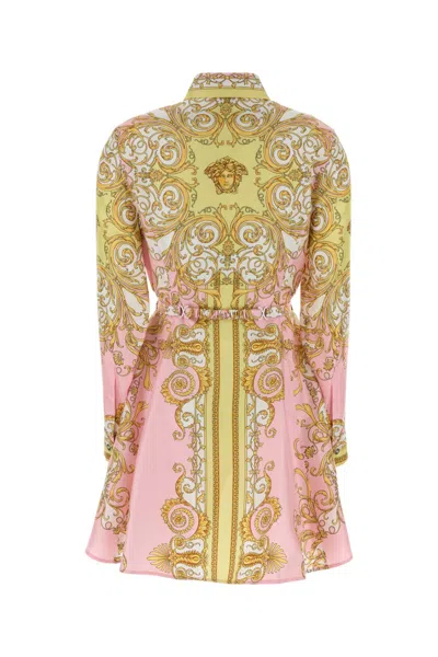 Versace Dress Silk Twill Print Spring Barocco Foulard Pn 1 In Pink