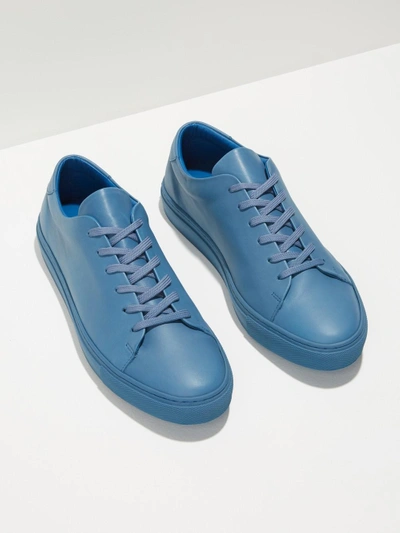 Shop Frank + Oak Park Leather Low-top Sneakers In Blue