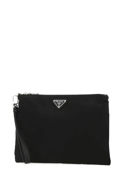 Prada Re-nylon Clutch In Black