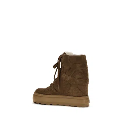 Casadei Suede Platform Wedge Boot In Brown
