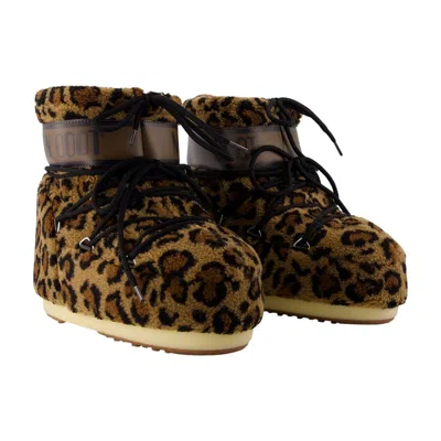 Moon Boot Icon Low Animal Print Leopard Ankle Boot  In Brown