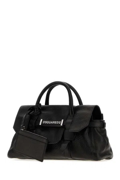 Dsquared2 Textured Leather Top Handle Bag In Black