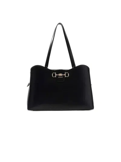 Guess Polyurethane Tote Bag In Black