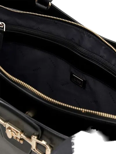 Guess Polyurethane Tote Bag In Black