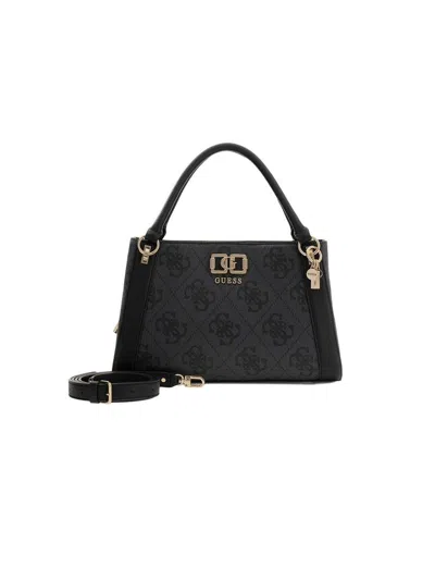 Guess Structured Polyurethane Satchel Bag In Black