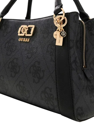Guess Structured Polyurethane Satchel Bag In Black