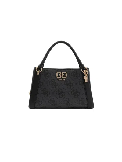 Guess Structured Polyurethane Satchel Bag In Black