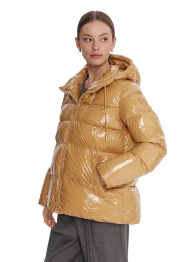 Pinko Quilted Polyamide Down Jacket In Yellow