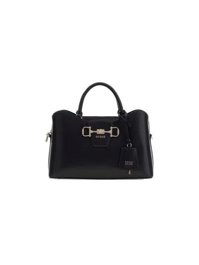 Guess Structured Polyurethane Satchel In Black