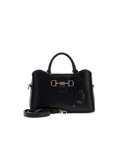 Guess Structured Polyurethane Satchel In Black