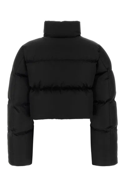 Prada Cropped Re-nylon Down Jacket In Black