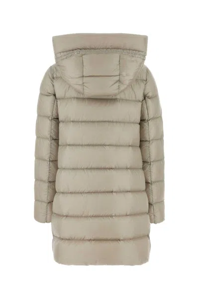 Moncler Long Down Jacket In Neutral