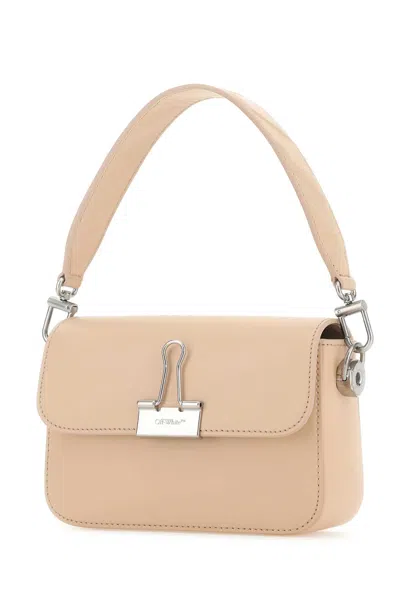 Off-white Light Pink Leather Mini Plain Binder Handbag In Pink