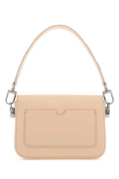 Off-white Light Pink Leather Mini Plain Binder Handbag In Pink