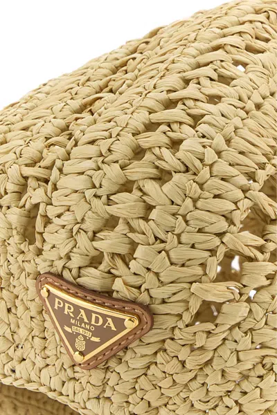 Prada Cappelli Raffia Bucket Hat In Beige