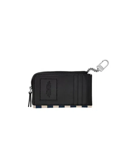 Marc Jacobs Striped Cotton Wallet In Navy