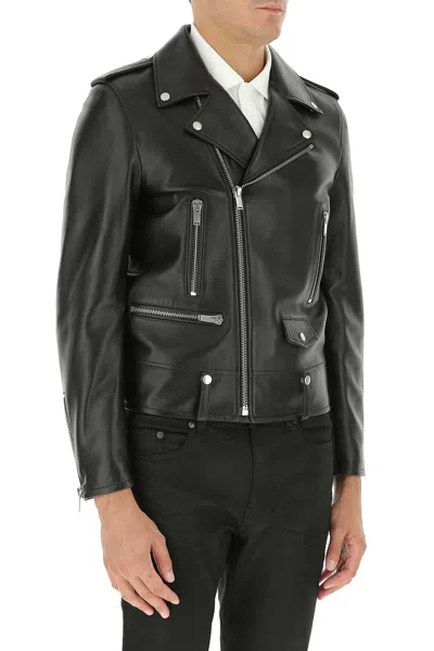 Saint Laurent Leather Biker Jacket In Black