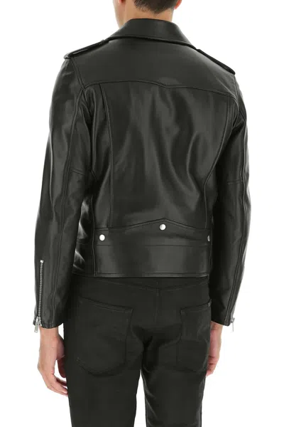 Saint Laurent Leather Biker Jacket In Black