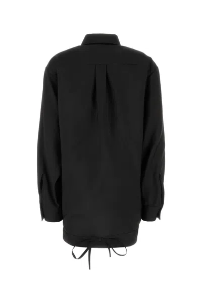 Valentino Garavani Wool-mohair-silk Button-front Shirt For Women In Black