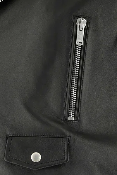 Saint Laurent Leather Biker Jacket In Black