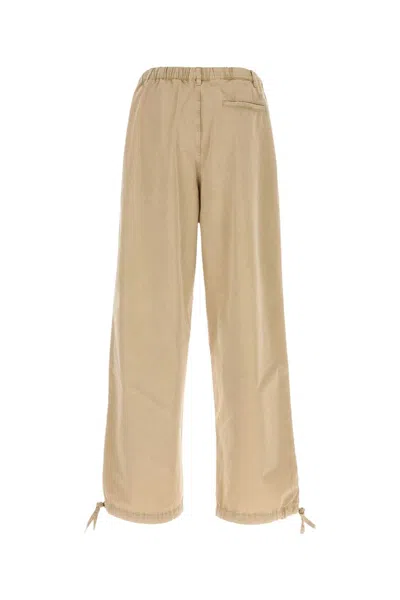Ferragamo Cotton Blend Trousers Back And Side Pockets In Beige