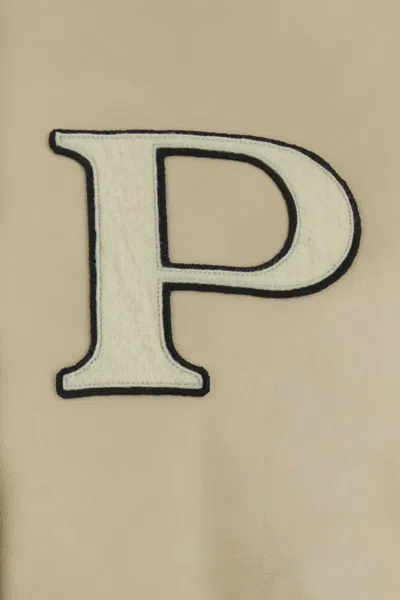 Prada Ivory Leather Bomber Jacket In Brown