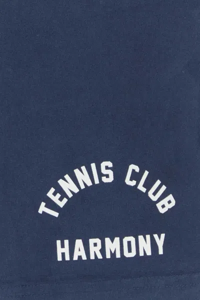 Harmony Navy Blue Cotton Bermuda Shorts In Blue