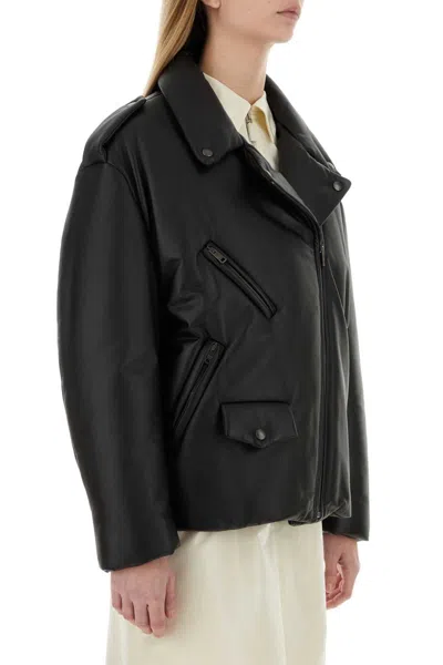 Prada Nappa Leather Padded Jacket In Black