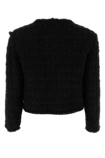 Tory Burch Tweed Blazer With Satin-like Lining In Black