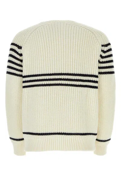 Loewe Striped Wool-blend Sweater In White