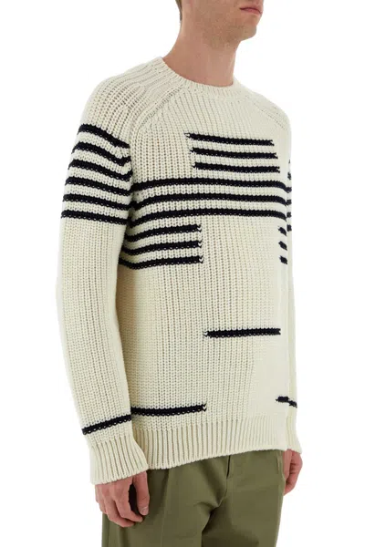 Loewe Striped Wool-blend Sweater In White
