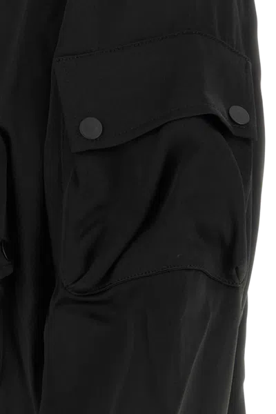 Botter Satin Shirt With Multiple Pockets And Adjustable Cuffs In Black