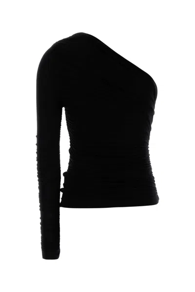Agolde Black Lyocell-blend Fitted Top In Black