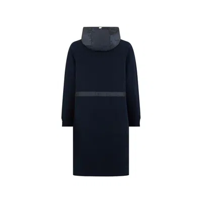 Herno Cotton Drawstring Hood Coat In Blue