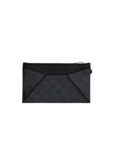 Guess Geometric Polyurethane Card Case In Black