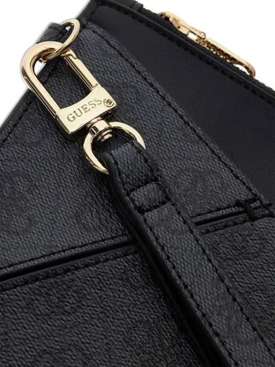 Guess Geometric Polyurethane Card Case In Black