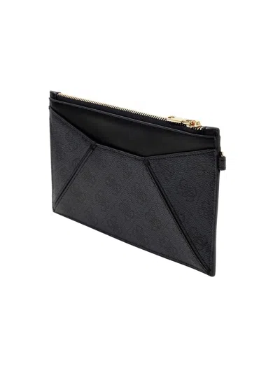 Guess Geometric Polyurethane Card Case In Black