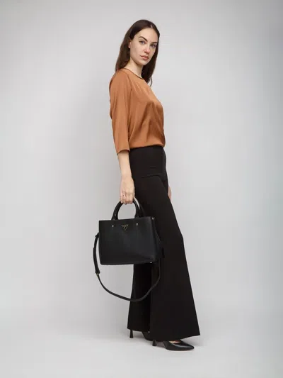 Guess Structured Polyurethane Satchel Bag In Black