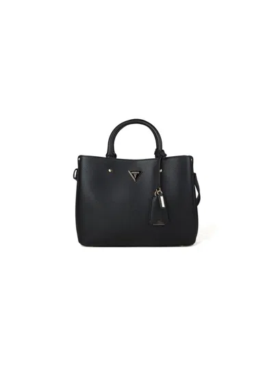 Guess Structured Polyurethane Satchel Bag In Black