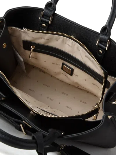 Guess Structured Polyurethane Satchel Bag In Black