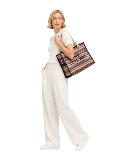 Marc Jacobs Striped Canvas Tote Bag In Multicolor