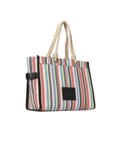 Marc Jacobs Striped Canvas Tote Bag In Multicolor