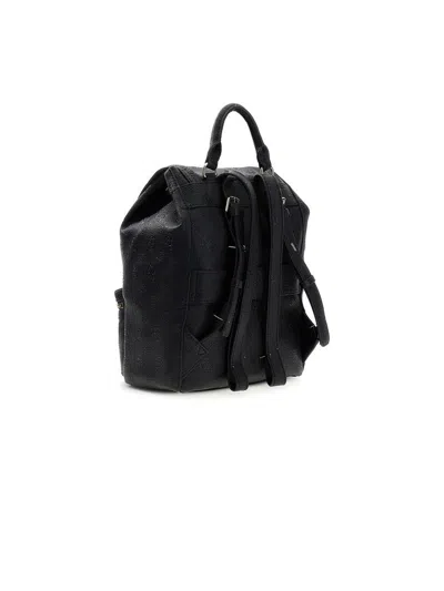 Guess Logo-embossed Polyurethane Backpack In Black