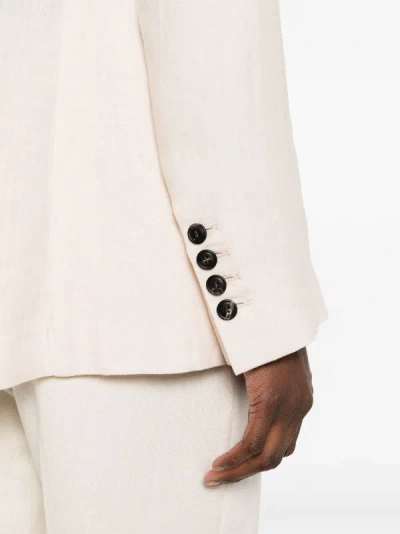 Eleventy Double-breasted Linen Blazer In Neutral